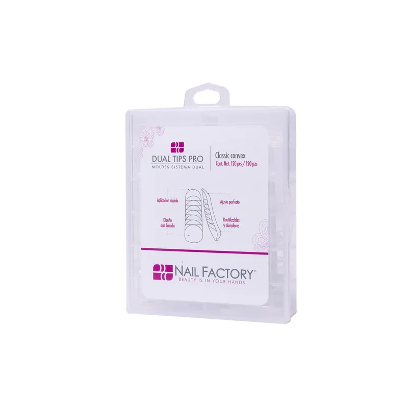 [NFTIP1PZ0504] Dual Tips Pro Clasic Convex Nail Factory | Tips Moldes  para Dual System | Número 0 al 11 | 120 pz