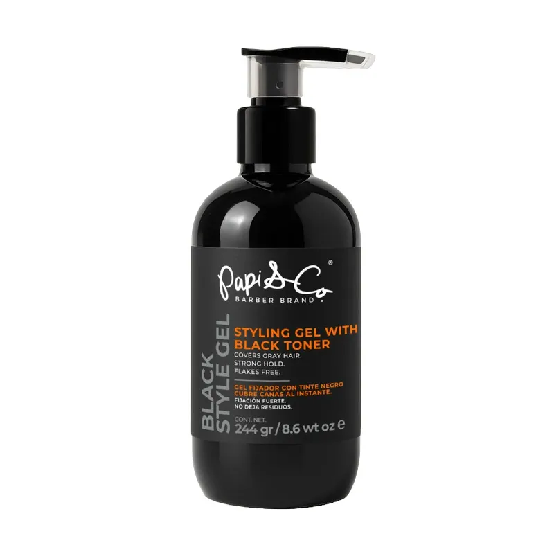 Black Style Gel | Gel fijador negro para cubrir canas y lograr un estilo definido | 8.6 Oz