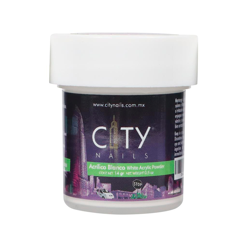 Acrílico White City Nails | Polvo Acrílico para Uñas White | 0.5 Oz