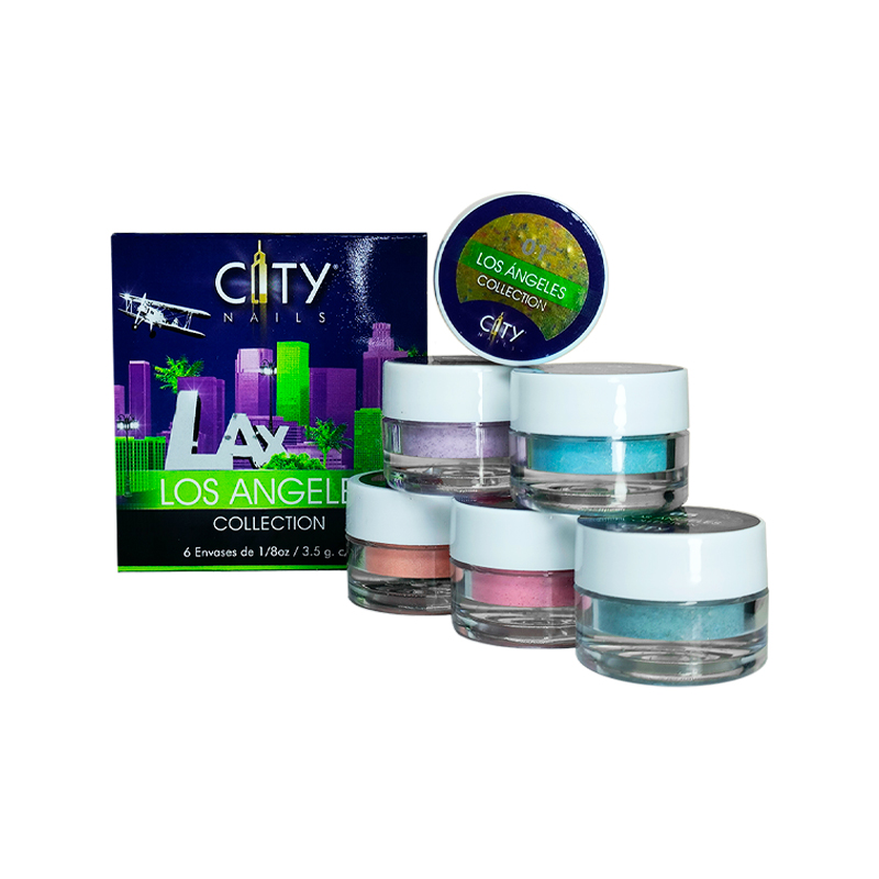 [CNCOL1PZ0002] Colección Los Angeles City Nails | Polvo Acrílico con Variedad en Tonos para Construcción de Uñas Acrílicas | 0.12 Oz c/u.