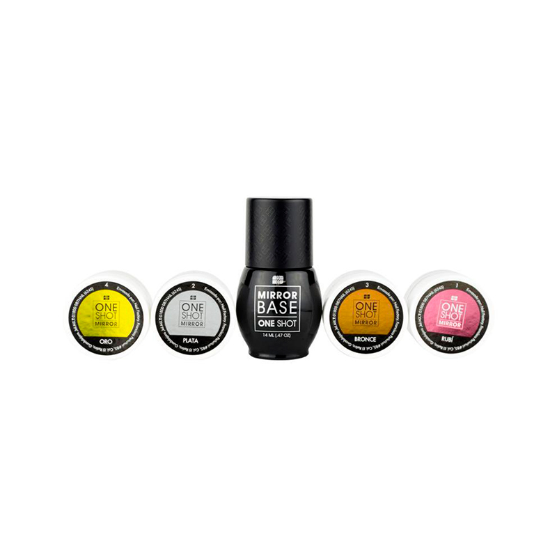 [NFCOL1PZ0330] Kit Efecto Espejo Nail Factory | Pigmentos y Base Coat para Efecto Espejo Diseño de Uñas