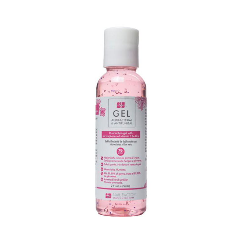 Gel Anti Bacterial Nail Factory | Con 75% de Alcohol y Aloe Vera | 2 Oz