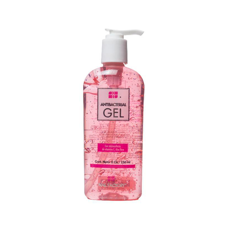 Gel Anti Bacterial Nail Factory | Con 75% de Alcohol y Aloe Vera | 8 Oz
