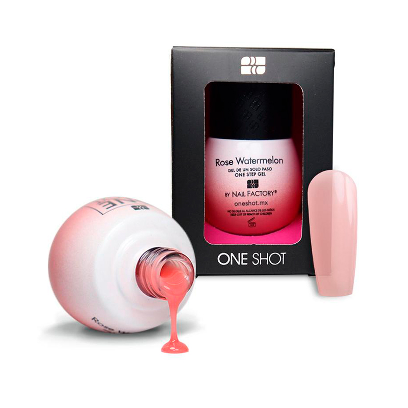 One Shot Sheer Rose Watermelon | Gel Semipermanente de Uso Híbrido en 1, 2 o 3 pasos | Efecto Traslúcido | 10 ml