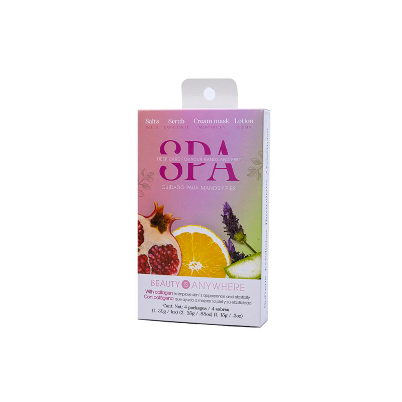Spa Nail Factory | Aroma Mix | De uso Individual con sales, exfoliante, mascarilla y crema | 4 sobres