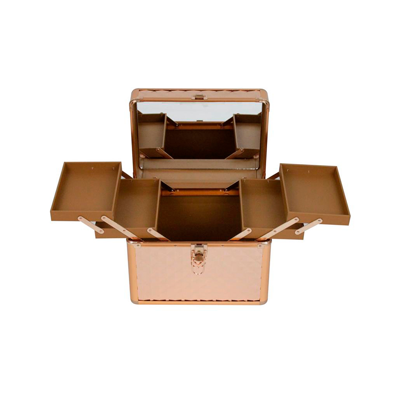 Maletín Profesional Para Maquillaje Dorado Metálico Make Up Ii