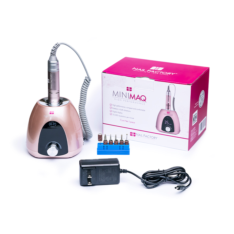 Mini Maq II Nail Factory | Drill Profesional de Alto Rendimiento para Uñas con Giro Bidireccional y Potencia Ajustable de Hasta 35,000 RPM