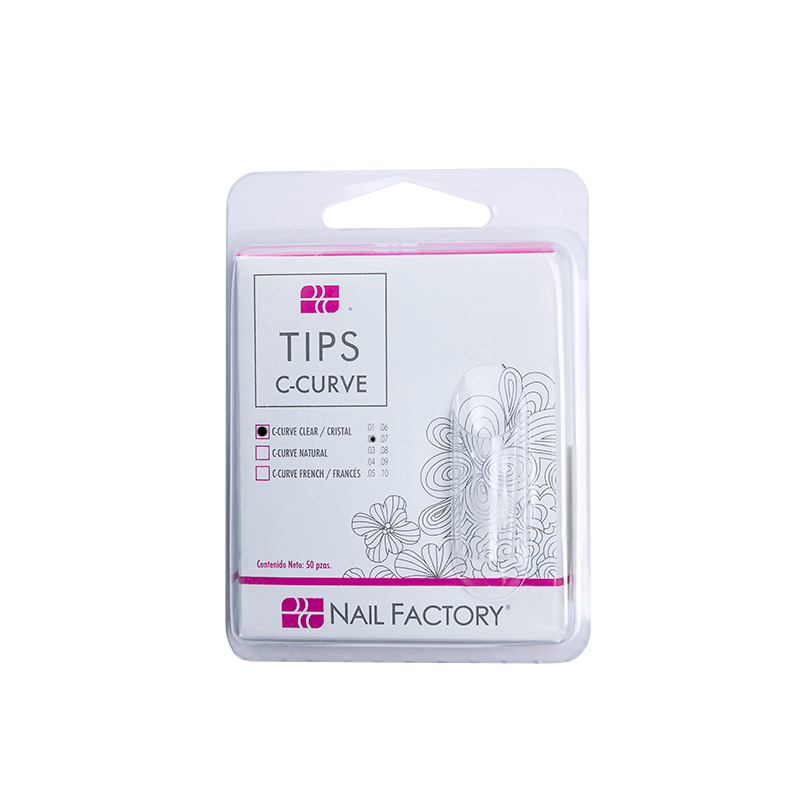[NFTIP1PZ0061] Tips Curve C Nail Factory | Fabricados con Plástico ABS de Alta Calidad | Número 02 | Cristal | 50 pz