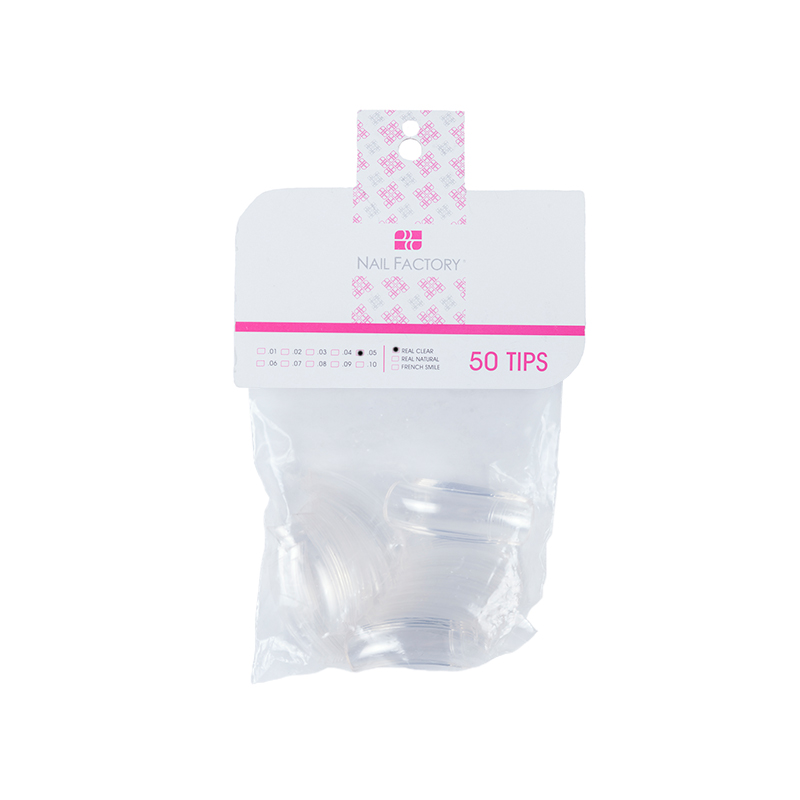 [NFTIP1PZ0021] Tips Smile Nail Factory | Fabricados con Plástico ABS de Alta Calidad | Número 05 | Real Clear | 50 pz