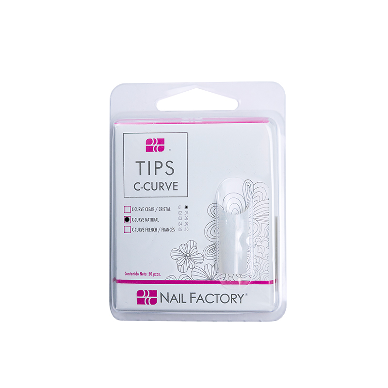 [NFTIP1PZ0085] Tips Curve C Nail Factory | Fabricados con Plástico ABS de Alta Calidad | Número 06 | Natural | 50 pz