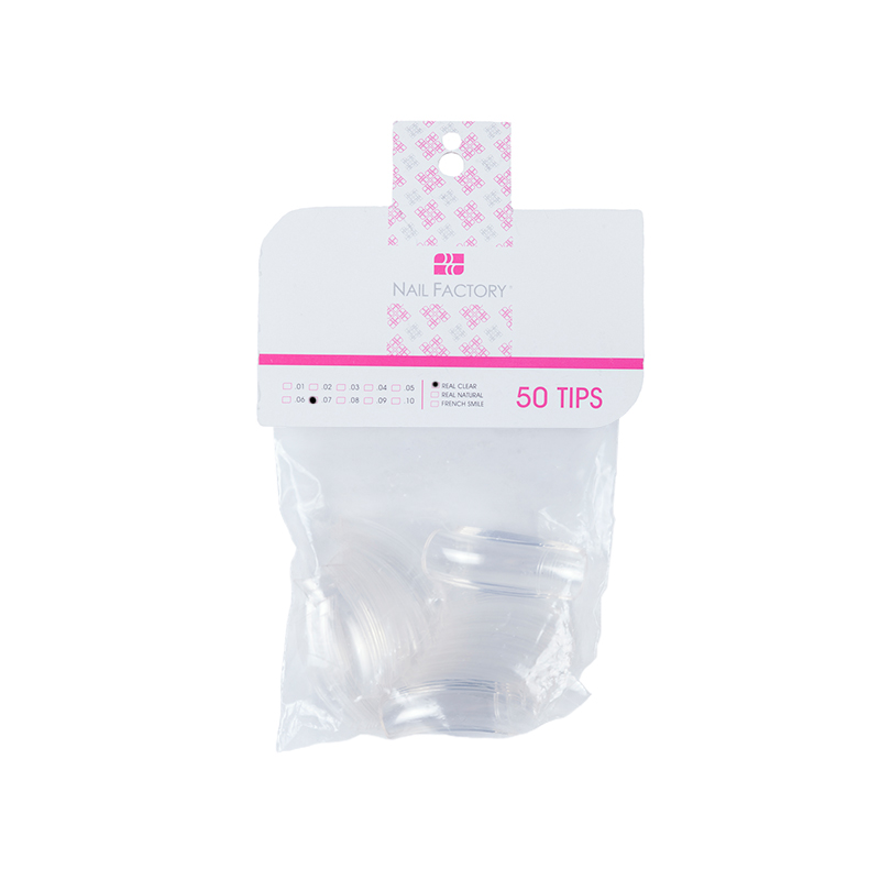 Tips Smile Nail Factory | Fabricados con Plástico ABS de Alta Calidad | Número 07 | Real Clear | 50 pz