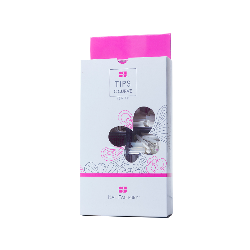 [NFTIP1PZ0093] Tips Curve C Nail Factory | Fabricados con Plástico ABS de Alta Calidad | Numeración del 1 al 10 | Natural, French, Cristal | 450 pz