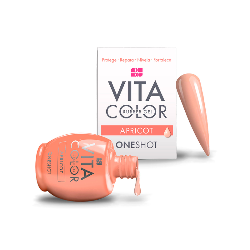 One Shot Vita Color Apricot |  Rubber Gel para Uñas Adicionado con Calcio y Vitaminas | 14 ml