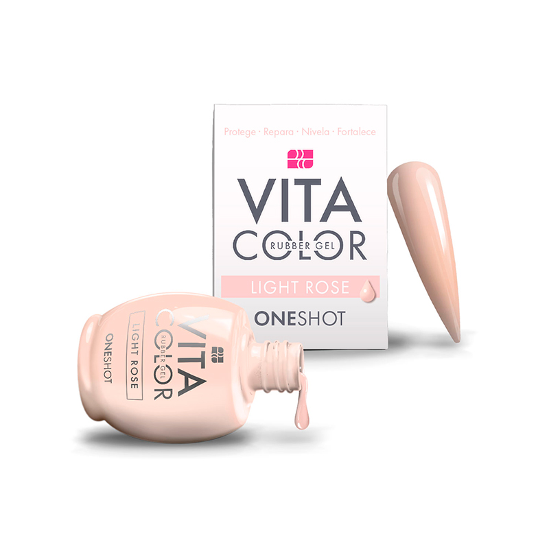 One Shot Vita Color Light Rose |  Rubber Gel para Uñas Adicionado con Calcio y Vitaminas | 14 ml