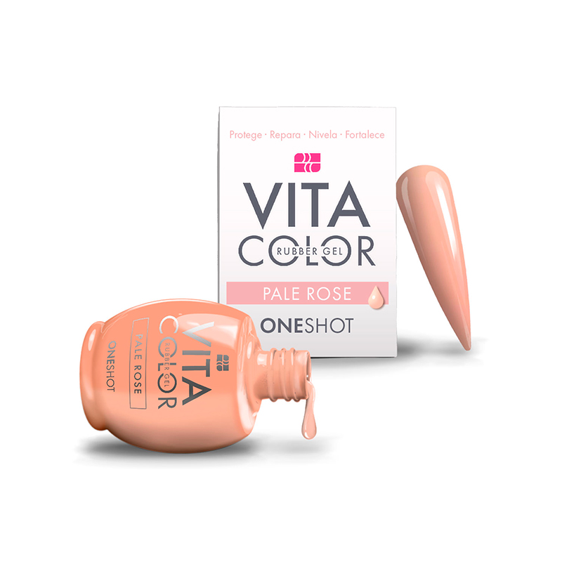 One Shot Vita Color Pale Rose |  Rubber Gel para Uñas Adicionado con Calcio y Vitaminas | 14 ml