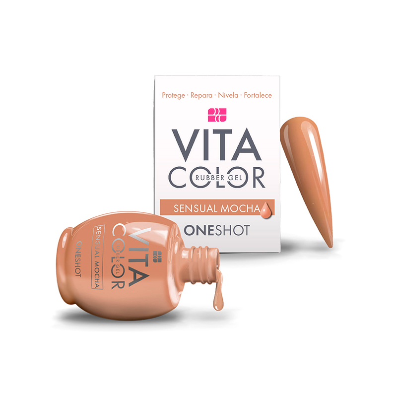 [LCGES05Z0303] One Shot Vita Color Sensual Mocha |  Rubber Gel para Uñas Adicionado con Calcio y Vitaminas | 14 ml