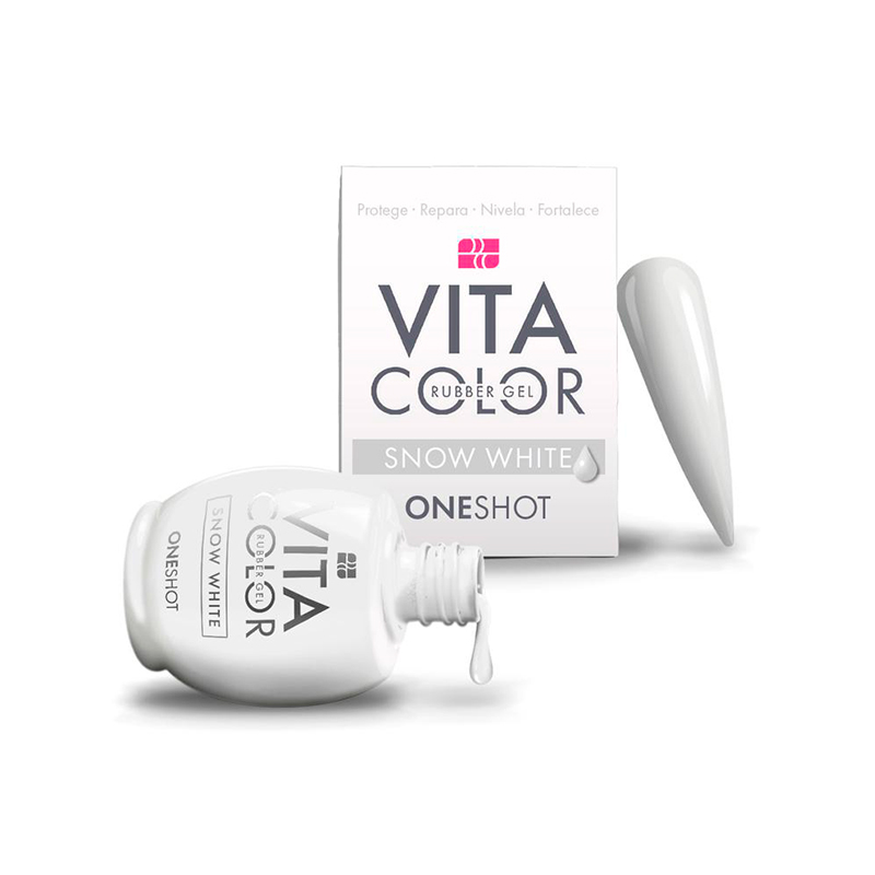 One Shot Vita Color Snow White |  Rubber Gel para Uñas Adicionado con Calcio y Vitaminas | 14 ml