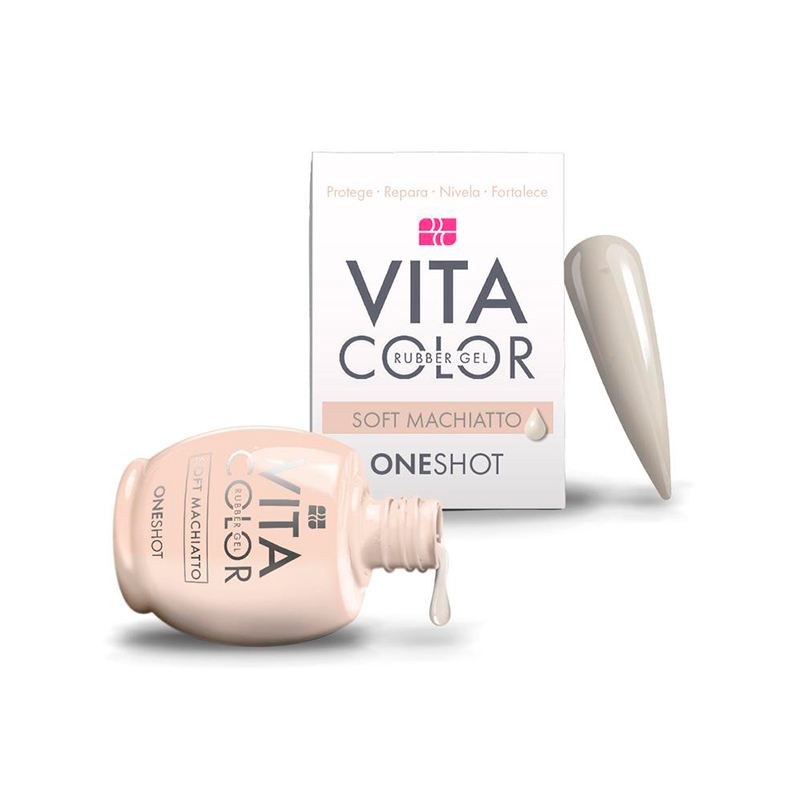 One Shot Vita Color Soft Machiatto |  Rubber Gel para Uñas Adicionado con Calcio y Vitaminas | 14 ml
