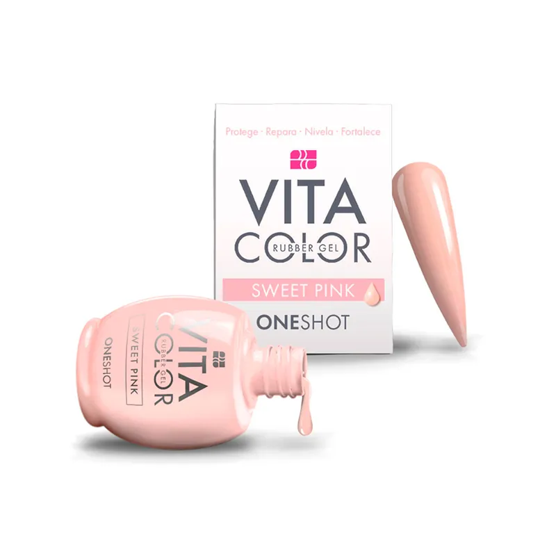 [LCGES05Z0295] One Shot Vita Color Sweet Pink |  Rubber Gel para Uñas Adicionado con Calcio y Vitaminas | 14 ml