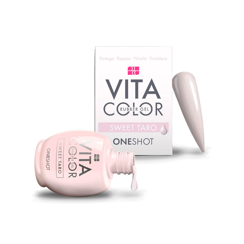 One Shot Vita Color Sweet Taro |  Rubber Gel para Uñas Adicionado con Calcio y Vitaminas | 14 ml