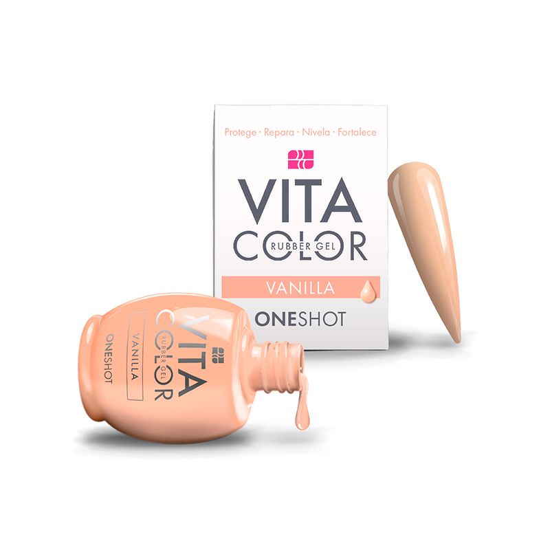 One Shot Vita Color Vanilla |  Rubber Gel para Uñas Adicionado con Calcio y Vitaminas | 14 ml