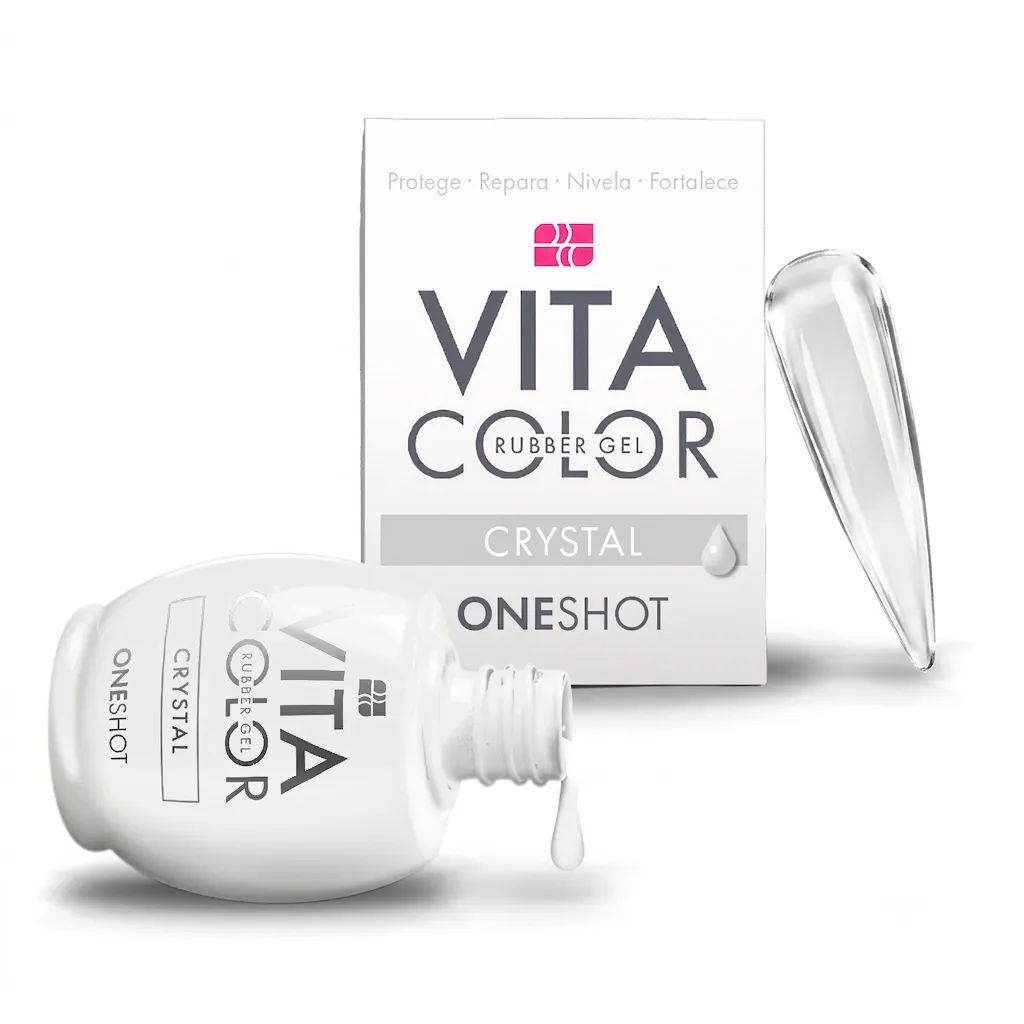 One Shot Vita Color Crystal |  Rubber Gel para Uñas Adicionado con Calcio y Vitaminas | 14 ml