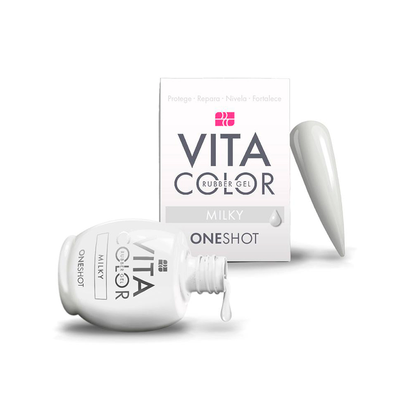 [LCGES05Z0281] One Shot Vita Color Milky |  Rubber Gel para Uñas Adicionado con Calcio y Vitaminas | 14 ml