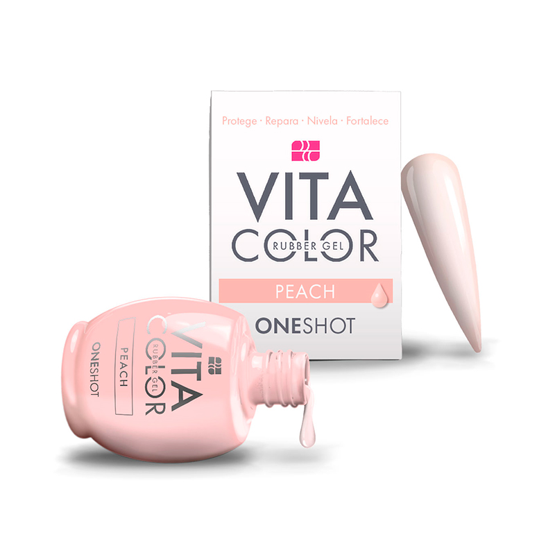One Shot Vita Color Peach |  Rubber Gel para Uñas Adicionado con Calcio y Vitaminas | 14 ml