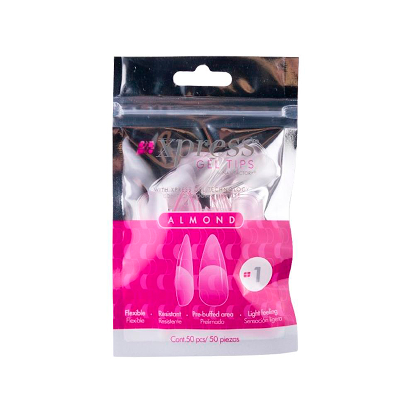 [NFTIP1PZ0412] Xpress Gel Tips Almond Nail Factory | Tips de Gel para Sistema Soft Gel |Número 1 | 50 pz