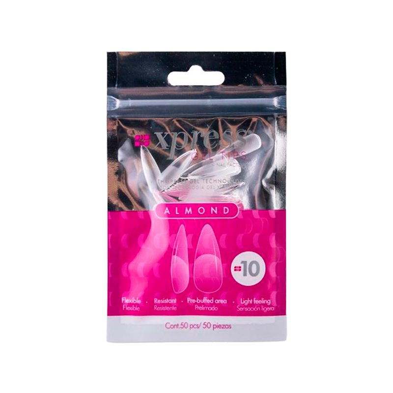 [NFTIP1PZ0421] Xpress Gel Tips Almond Nail Factory | Tips de Gel para Sistema Soft Gel |Número 10 | 50 pz