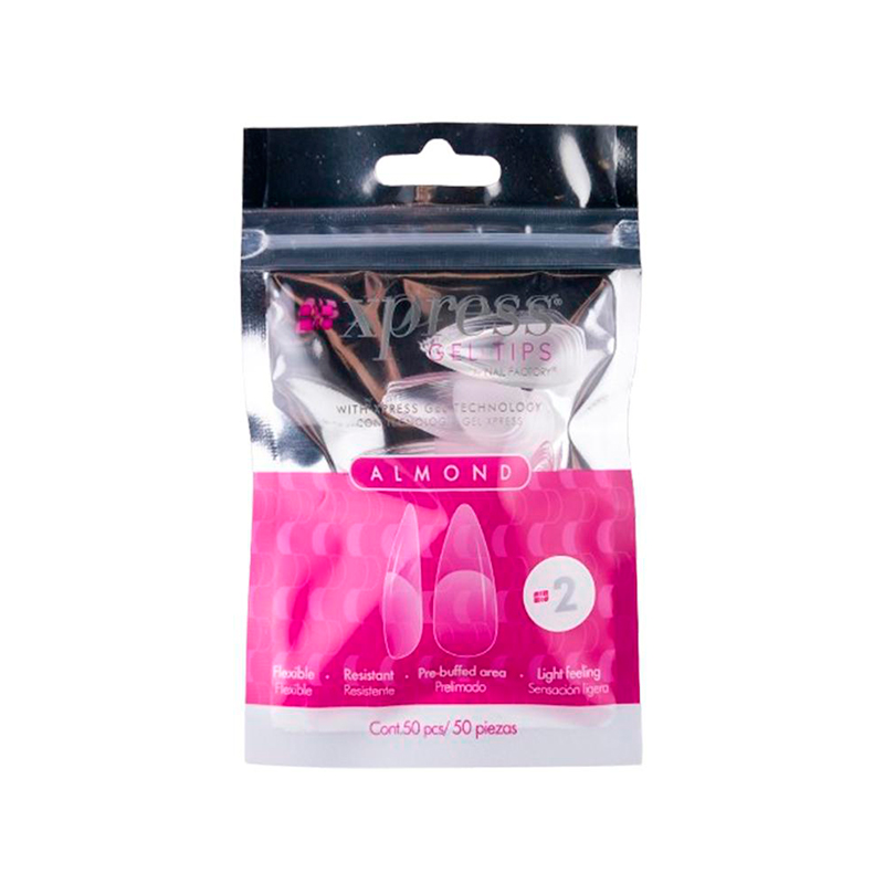 [NFTIP1PZ0413] Xpress Gel Tips Almond Nail Factory | Tips de Gel para Sistema Soft Gel |Número 2 | 50 pz