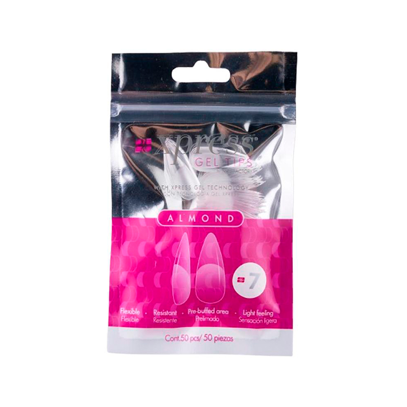 [NFTIP1PZ0418] Xpress Gel Tips Almond Nail Factory | Tips de Gel para Sistema Soft Gel |Número 7 | 50 pz