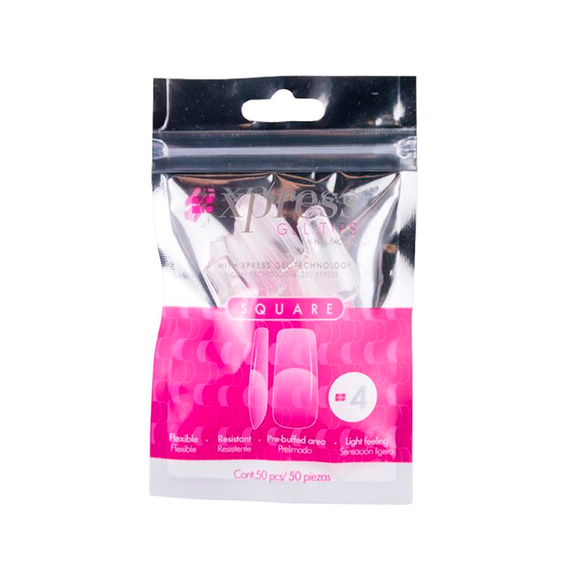 [NFTIP1PZ0426] Xpress Gel Tips Square  Nail Factory | Tips de Gel para Sistema Soft Gel |Número 4 | 50 pz