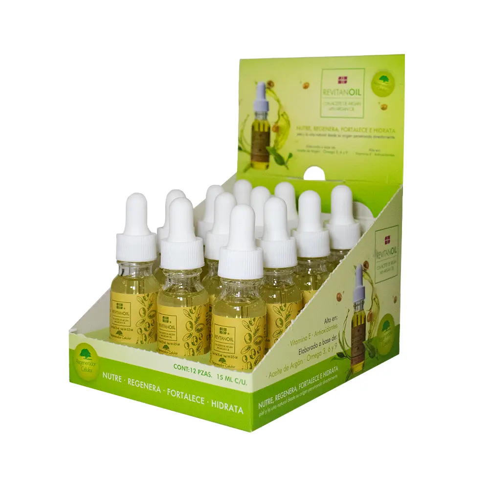 Revitanoil Nail Factory | Aceite Revitalizante para Cutículas con Argán | Display 12 pz 0.5 Oz c/u