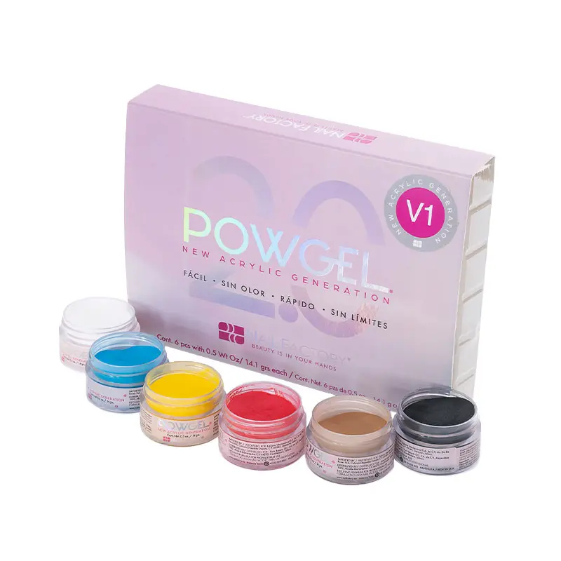 [NFCOL05Z0500] Colección Powgel Vol 1 Nail Factory | Polvo Acrílico de Nueva Generación Multifuncional para Construcción de Uñas | 6 Tonos | 0.5 Oz c/u