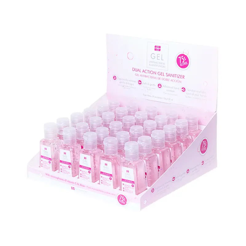 Display Gel Antibacterial para Manos 75% Alcohol con Aloe Vera – 30 Pzas