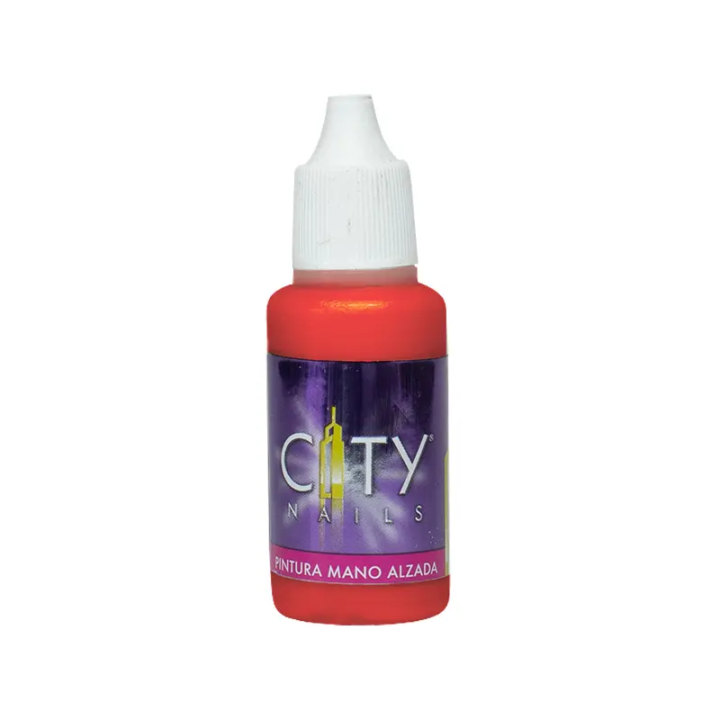 Pintura Acrílica City Nails | Para Técnica Mano alzada Diseño de Uñas | Color Rojo | 0.5 Oz
