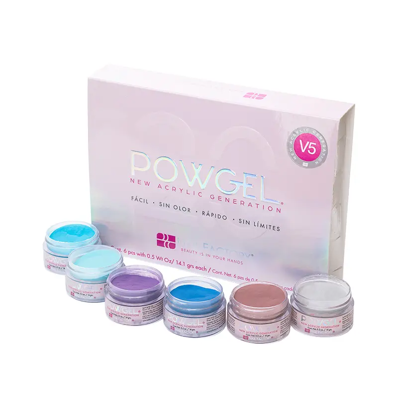 [NFCOL05Z0504] Colección Powgel Vol 5 Nail Factory |Polvo Acrílico de Nueva Generación Multifuncional para Construcción de Uñas | 6 Tonos | 0.5 Oz c/u