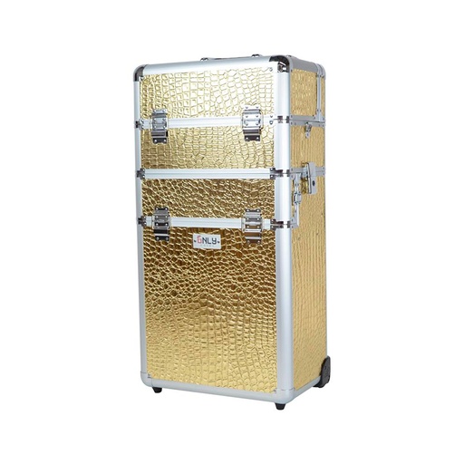 [MA600GL] Maleta Cosmetiquera Con Ruedas Profesional 3 Niveles Only Cases Gold