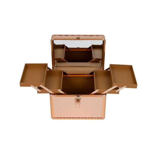 [MAMLR254] Maletín Profesional Para Maquillaje Dorado Metálico Make Up Ii