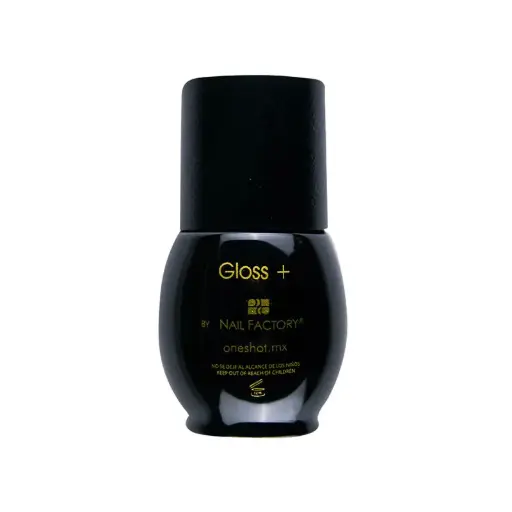 Gloss+ One Shot | Gel Tipo Top Coat para Sellado y Finalizado de Aplicación en Gel Semipermanente de Retirado Soak Off | Brilloso | 0.5 Oz