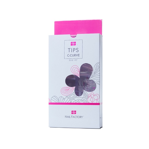 Tips Curve C Nail Factory | Fabricados con Plástico ABS de Alta Calidad | Numeración del 1 al 10 | Cristal | 300 pz